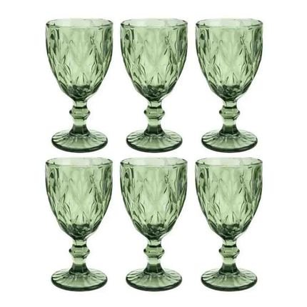Conjunto de Taças de Vidro 325ml 6 peças Diamond Verde - Lyor - Marca Lyor