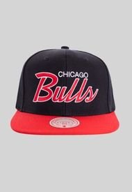 Gorro Chicago Bulls Visera Plana Y Letras Negro Mitchell And Ness