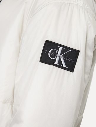 Jaqueta Calvin Klein Jeans Hooded Bomber Lateral Logo Off-White
