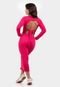 Vestido Midi Rioutlet Decote Laço nas Costas Rosa Pink - Marca Rioutlet