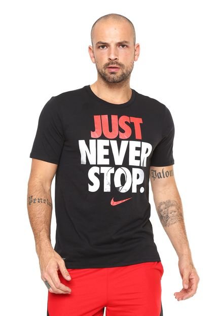 Camiseta Nike M Nk Dry Tee Jus Nvr Stop Dri-Fit Preta - Marca Nike