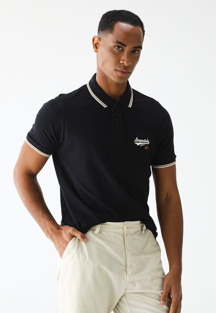 Camisa Polo Aeropostale Reta Logo Preta - Marca Aeropostale