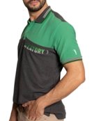 Polo Aleatory Masculina Piquet Recortes Embroidered Verde Claro/Chumbo Mescla - Marca Aleatory