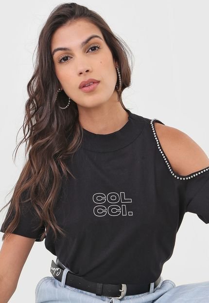 Camiseta Colcci Off Shoulder Preta - Marca Colcci