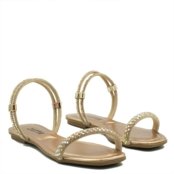 Rasteira Strass 2X1 Ellie Bronze - Marca ZATTA