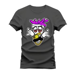 Camiseta Plus Size Estampada Premium T-Shirt Ta Favoravel Paz - Grafite