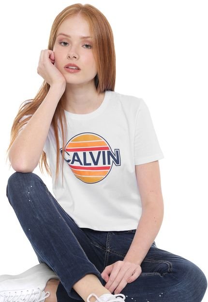 Camiseta Calvin Klein Jeans Cropped Sunny Branca - Marca Calvin Klein Jeans