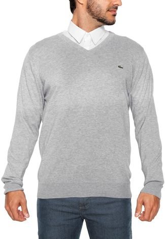 Suéter Lacoste Regular Fit Tricot Tag Cinza