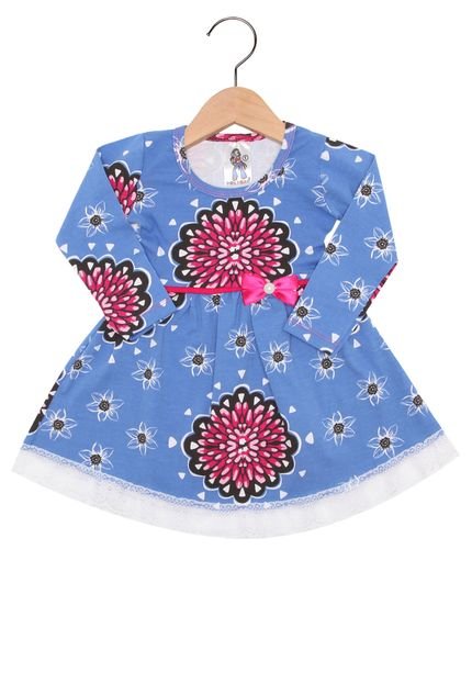 Vestido Polegar Kids Manga Longa Menina Azul - Marca Polegar Kids