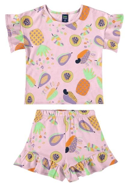 Conjunto Infantil com Blusa e Short para Menina Bee Loop Roxo - Marca Bee Loop