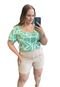 Blusa Plus Size Feminina Decote Quadriculado Estampada  Coral - Marca Predilects Plus