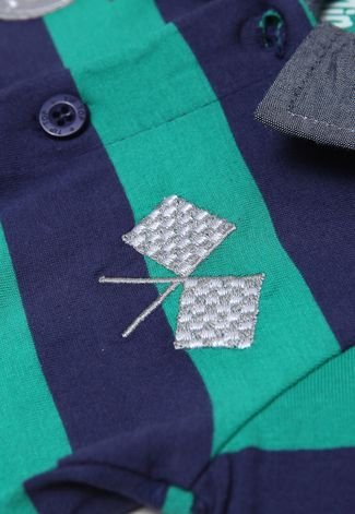 Camiseta Tip Top Menino Listrada Verde/Azul-Marinho