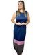 Vestido Liage Longo Sem Manga Plus Size Fenda Cinza Rosa Azul Marinho - Marca Liage