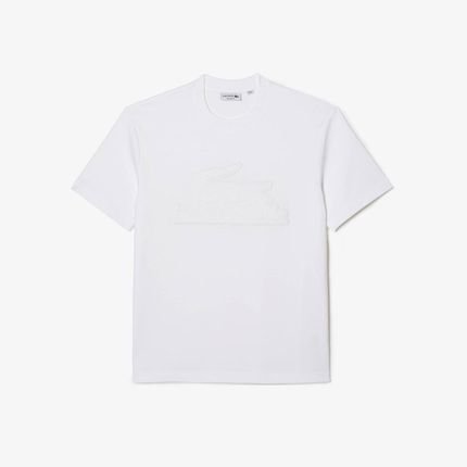 Camiseta Lacoste Relaxed Fit em jérsei com emblema acolchoado Branco - Marca Lacoste