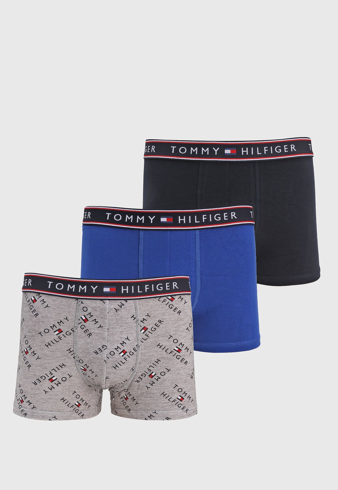 Kit 3pçs Cueca Tommy Hilfiger Boxer Logo Azul-Marinho - Marca Tommy Hilfiger