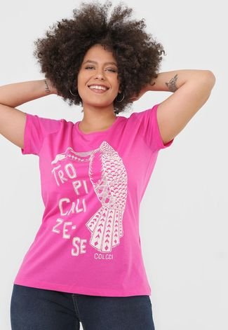 Camiseta Colcci Tropicalize-se Rosa