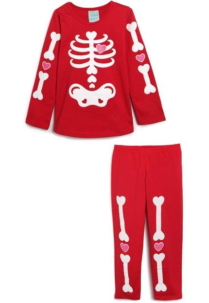 Pijama Kyly Longo Infantil Esqueleto Vermelho - Marca Kyly