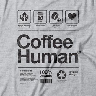 Camiseta Feminina Coffee Human - Mescla Cinza