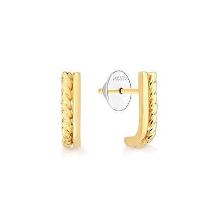 Brinco Ear Hook Duplo Torcido em Prata 925 com Banho de Ouro Amarelo 18k - Marca Monte Carlo