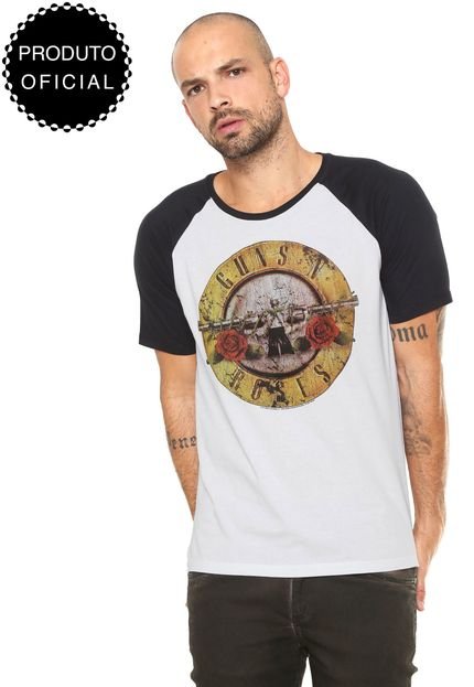 Camiseta bandUP! Guns N' Roses Branca/Preta - Marca bandUP!