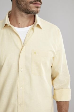 Camisa Manga Longa Comfort Linho - Amarelo 3 HIGHSTIL