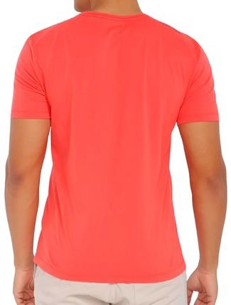 Camiseta Calvin Klein Swimwear Masculina C-Neck Shoulder Vermelha Coral -  Compre Agora