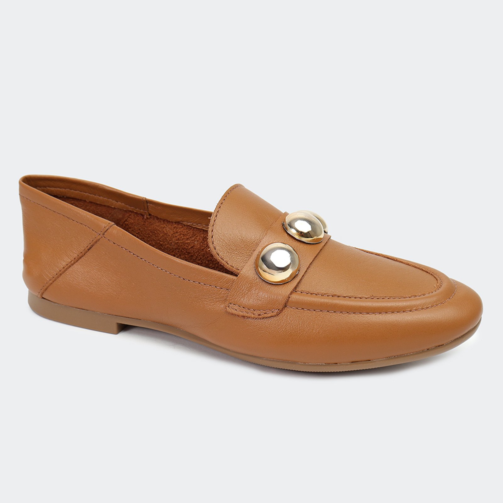 Mocassim Loafer Couro Villa Griffe Anne Ball Camel - Marca Villa Griffe