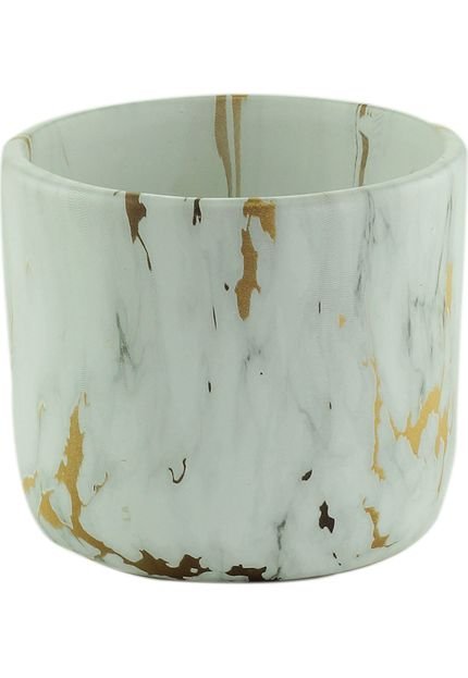 Cachepot Cerâmica Gold Marble Branco 10,3X10,3X8,8Cm - Marca Urban