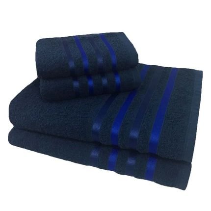 Jogo de Toalha 4 Peças kit de toalhas 2 banho 2 rosto Jogo de Banho Azul - Marca KGD