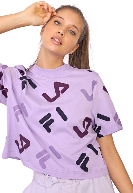 Camiseta Cropped Fila Full Lilás - Marca Fila