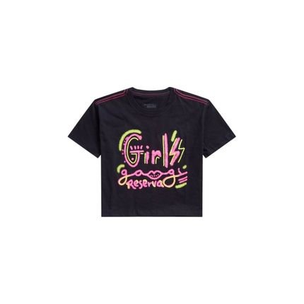Camiseta Menina Silk Girls Gang Reserva Mini Preto - Marca Reserva Mini