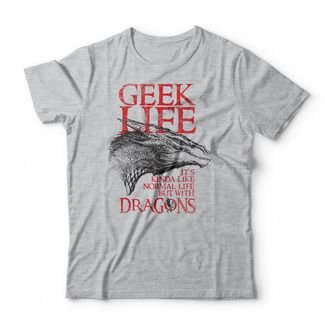 Camiseta Geek Life - Mescla Cinza