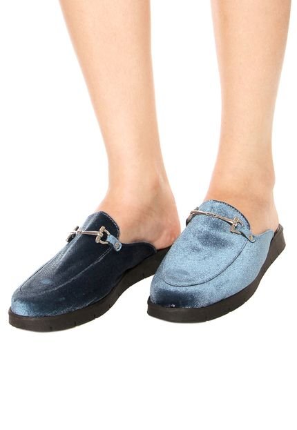 Mule Flatform DAFITI SHOES Veludo Azul - Marca DAFITI SHOES