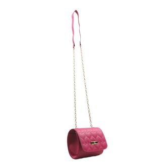 Bolsa Pequena Tiracolo Com Alça Em Corrente Bordado Em Coração De Alta Costura E Metais Reforçados Pink