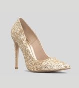 Scarpin Salto Fino 12cm Glitter Ouro CBK  Dourado - Marca CHIBINSKI