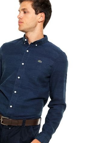 Camisa Jeans Lacoste Woven Azul