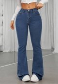 Calça Jeans Flare Feminina Lavagem Escura Cintura Alta e Modelagem Perfeita - Marca TEX JEANS