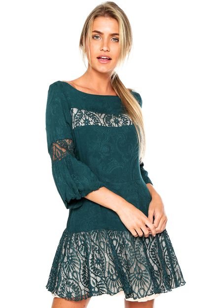 Vestido Triton Curto Renda Verde - Marca Triton