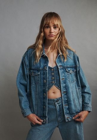 Jaqueta Jeans Cotton On Oversized Bolsos Azul - Compre Agora
