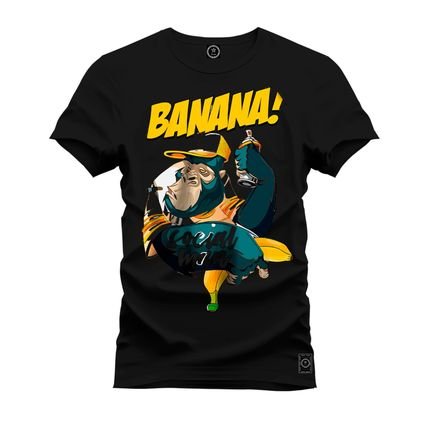 Camiseta Plus Size T-Shirt Confortável Estampada Banana Social - Preto - Marca Nexstar