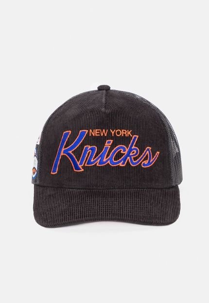 Boné Mitchell & Ness NBA Times Up Trucker New York Knicks Preto - Marca Mitchell & Ness