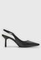 Scarpin Slingback Santa Lolla Logo Metalizado Preto - Marca Santa Lolla