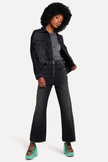 Calça Black Jeans Straight Cropped Reversa Azul - Marca Reversa