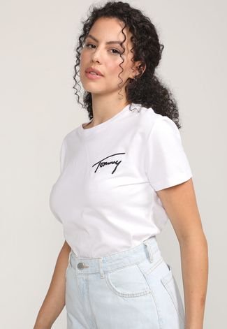 Camiseta Tommy Jeans Logo Branca - Compre Agora