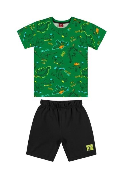 Conjunto Camiseta Dinos e Bermuda Infantil Bee Loop Verde - Marca Bee Loop