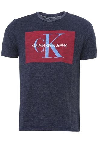 Camiseta Calvin Klein Jeans Etiqueta Azul-Marinho