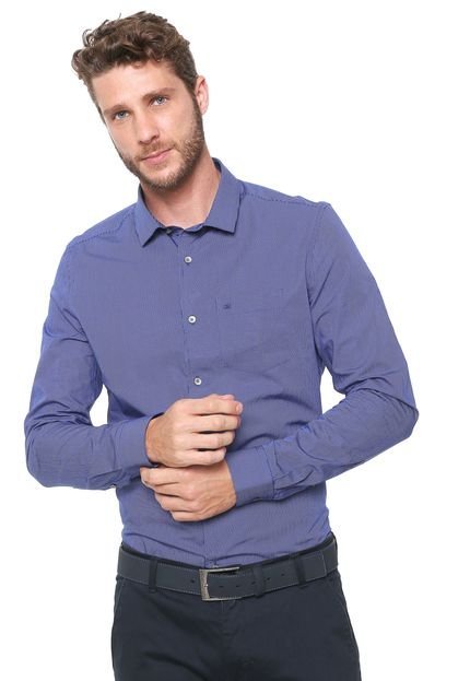 Camisa Calvin Klein Reta Bolso Azul - Marca Calvin Klein