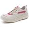 Tênis Casual Couro Sneaker Detalhes Metalizados Feminino Solado Chunky Emborrachado Amarração Confortável Off White   Pink - Marca Walk Easy
