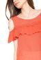 Blusa HELI Babado Laranja - Marca HELI