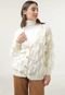 Cardigan Tricot Forever 21 Franjas Off-White - Marca Forever 21
